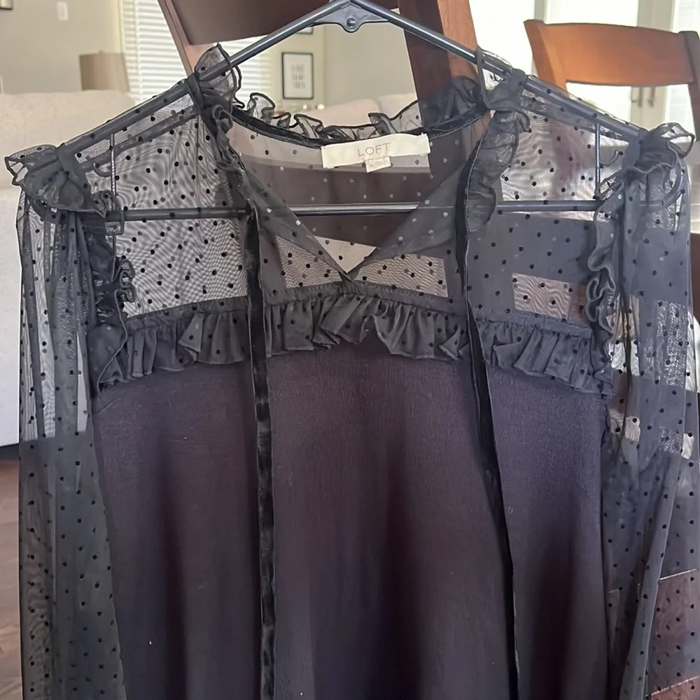 LOFT Velvet Dot Mixed Media Sweater Dress - Picture 3 of 7